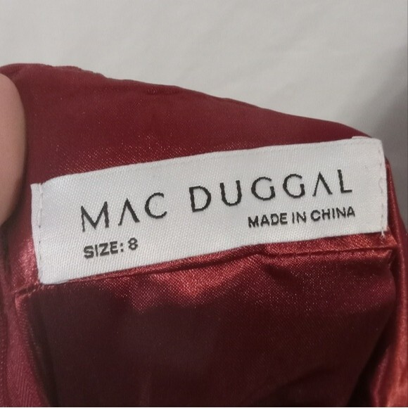 Mac Duggal Floral Applique Midi Cocktail Dress in Maroon - Picture 5 of 16